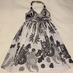 Lagaci Halter Sundress - white/gray